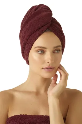 Produktbild von Haarturban Spa Kollektion Active schnelltrocknend saugfähig Mikrofaser mit Knopfverschluss Bordo S