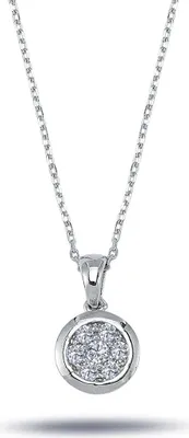 Produktbild von Punkt Diamant Anhänger mit Kette Halskette in 14 Karat Weißgold