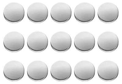 Produktbild von 15 Stück Metallknöpfe, 10 mm, silberfarben, glänzend