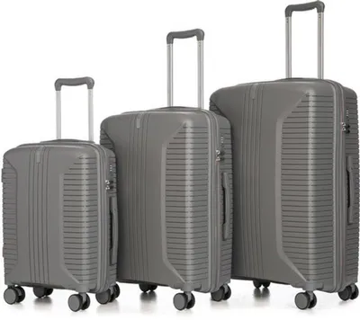 Image de Valise rigide - Argentée - Ensemble de 3 valises de voyage à roulettes - Polypropylène - Tailles : 20/24/28 pouces
