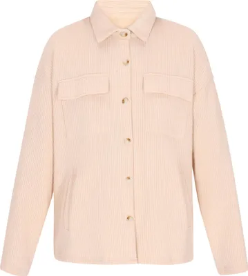 Produktbild von Damen Strick-Hemdjacke Beige Größe L aus Polyester-Viskose-Elasthan Herbstkollektion