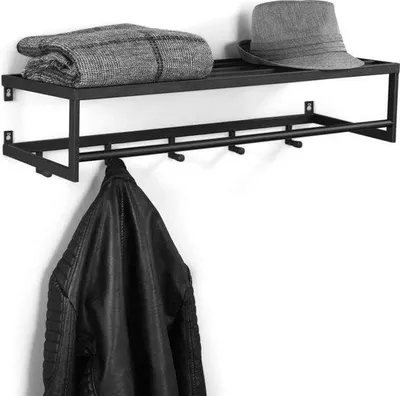 Produktbild von Famanu Wandgarderobe – Multifunktionale Kleiderablage – Schwarz