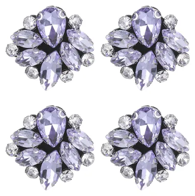 Produktbild von Perlenapplikationen - 4 Stück Glas Kristall Strass Aufnäher - Zum Aufnähen - Lila