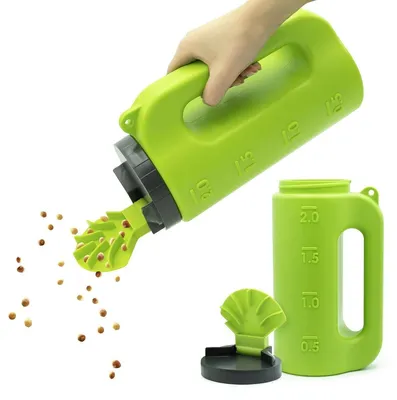 Produktbild von Maximex Handstreuer mit Fächerauslauf - Handstreuer mit Fächerauslauf für Saatgut, Streusalz & Streusplitt, 2 l, Polyethylen, 14 x 26 x 11 cm, Grün