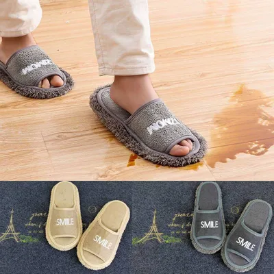 Produktbild von 2 Paar Mop-Pantoffeln Waschbare Abnehmbare Staubwisch Pantoffeln Mikrofaser Reinigung Boden für Wohnzimmer, Hausschuhe