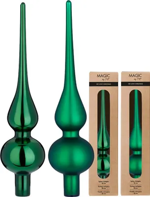 Produktbild von Christbaumspitze Glas 26cm 1 Stück matt / glänzend sort. - Fir Green