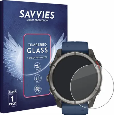 Produktbild von Savvies Schutzglas für Garmin quatix 8 (51 mm) Displayschutz 9H Glas klar transparent