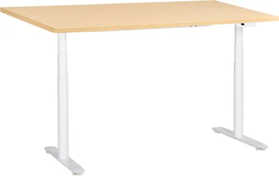 Produktbild von BELIANI Schreibtisch Hellbraun u. Weiß Melamin 160x72cm Elektrisch Höhenverstellbar Rechteckig USB Metallgestell Modern Büro Steh-Sitz-Tisch Stehtisch