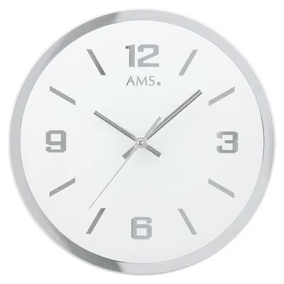 Produktbild von AMS W9322 Wanduhr mit facettiertem und bedrucktem Spiegelglas
