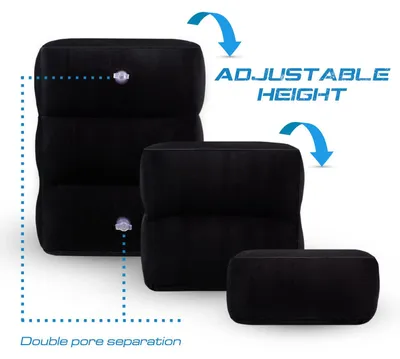 Imagen del producto de Almohadilla inflable para apoyar los pies, ajustable hasta 45 cm, ligera, ideal para usar en casa y de viaje