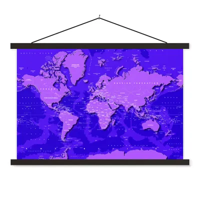 Produktbild von MuchoWow® Textilposter Weltkarte - Stabil - Violett 150x100 cm mit schwarzem Rahmen - Schlafzimmer