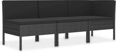 Obrázok produktu pre vidaXL 3-dielna záhradná obývacia súprava s vankúšmi Poly Rattan Black