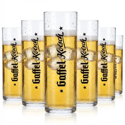 Produktbild von 6x Gaffel Bier Glas Biergläser 0,2l Kölschglas vertikales Logo nur Schrift Rastal
