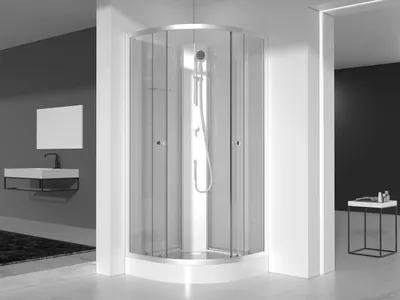 Zdjęcie produktu dla Kompletny prysznic Marwell kompletny prysznic White Mare 90 x 90 x 210 cm - kwadratowy prefabrykowany prysznic z przesuwanymi drzwiami