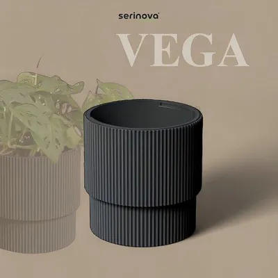 Produktbild von Luxe Vega Blumentopf rund antrazit 36 cm - elegante Pflanzgefäße mit Wasserauffang und modernem Design