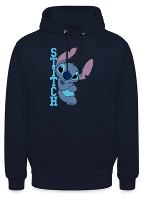 Produktbild von Lilo & Stitch | Stitch Mit Schriftzug Uni Hoodie, XXL, Navy