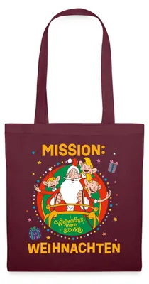 Produktbild von Spreadshirt Weihnachtsmann & Co. KG Mission Weihnachten Stoffbeutel, One size, Burgunderrot