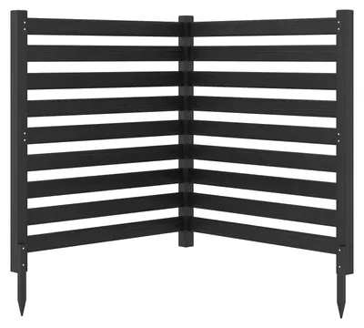 Zdjęcie produktu dla COSTWAY 2-częściowe ogrodzenie ogrodowe, panel 98 x 107 cm z 3 drewnianymi słupkami, ogrodzenie zapewniające prywatność z drewna sosnowego, ogrodzenie na zatrzaski z listew, ogrodzenie zapewniające prywatność, wolnostojące, czarne