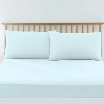 Produktbild von s, weiches Satin-Kissenbezug-Set (2 Stück), 70 x 90 cm, hellblau, 400 Fäden pro Zoll, 100 % langstapelige Baumwolle. Nur Kissenbezug (hellblau, 70 x 90 cm), Mako-Satin.