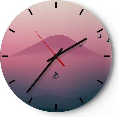 Produktbild von Wanduhr - Rund - Glasuhr - Vulkan Vogel Natur - 30x30cm - Schleichendes Uhrwerk - Lautlos - zum Aufhängen bereit - Dekoration Modern - Wanddekoration aus Glas - C3AR30x30-4124