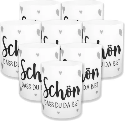 Produktbild von 8 Stück Windlichter Tischdeko, Schön Das Du Da Bist, Taufe Tischdeko, Geeignet für Teelichter oder Kerzen, Kommunion Deko, Konfirmation Taufe