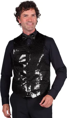 Produktbild von T0978-0100-XXL schwarz Herren Pailletten Weste Show Kostüm Gr.XXL