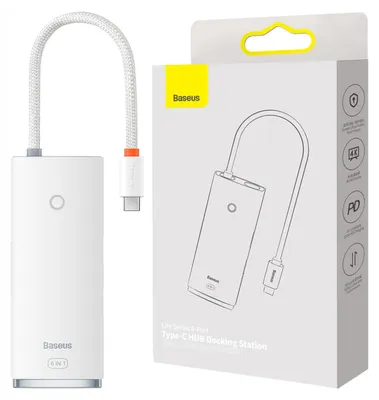 Image de Baseus Lite Series Multifunctional Usb Type C Hub - 2 X Usb 3.0 / Usb Type C Pd / Hdmi 1.4 / Sd/Tf White (Wkqx050102)