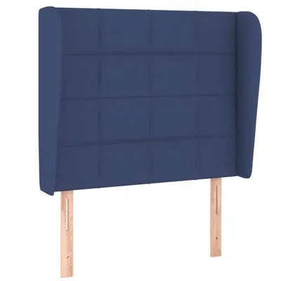 Image de vidaXL Tête de lit avec oreilles bleu 93x23x118/128 cm Tissu