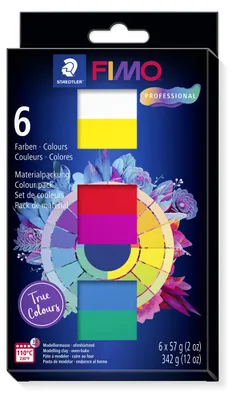 Produktbild von STAEDTLER FIMO professional 8043 Materialpackung "True Colours" im Kartonetui mit 6 Blöcken je 57g
