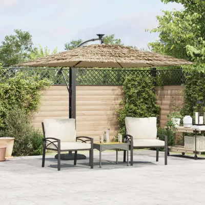 Produktbild von Design Möbel Sonnenschirm mit LED und Stahlmast Braun 246x246x230 cm - Sonnenschirme DE94489826