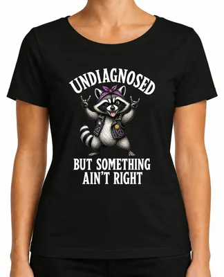 Imagen del producto de Camiseta para mujer, color , talla L, con el texto "Undiagnosed But Something Ain't Right Rocker Statement" (que podría traducirse como "Indiagnosticado, pero algo no está bien. Declaración rockera")