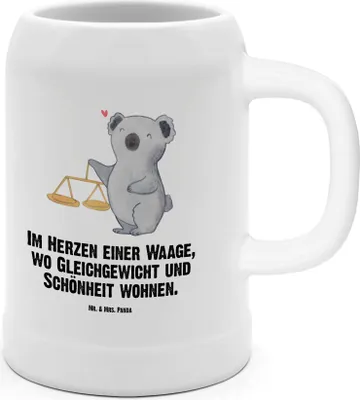 Produktbild von Mr. & Mrs. Panda Tonkrug Waage Astrologie - Weiß - Geschenk, Steinzeugkrug, Tierkreiszeichen, Steinkrug, Seidel, Sternzeichen, Krug, Geburtstagsgeschenk, Humpen