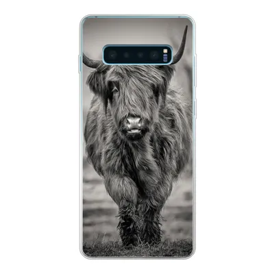 Produktbild von MuchoWow® Handyhülle Schutzhülle Hülle für Samsung Galaxy S10 Lite Schottischer Highlander - Schwarz und Weiß Silikon Softcase Handy Hülle - Schutz