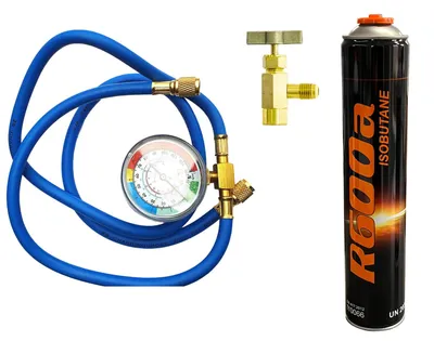 Produktbild von Reparaturset Füllset R600a mit Manometerschlauch für Kühlschrank Gefriertruhe