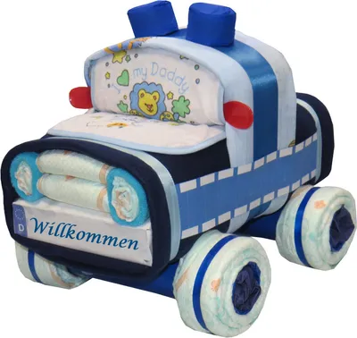 Produktbild von Windeltorte Windelauto - Streifenwagen - blau