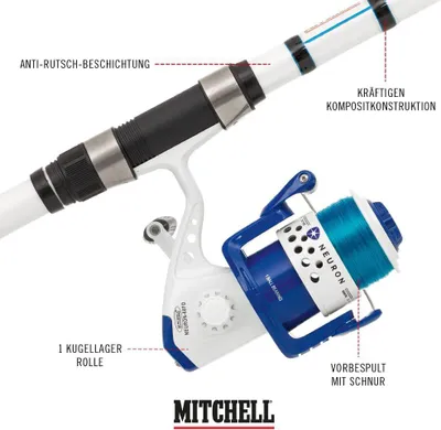 Produktbild von Mitchell Combo Neuron Surf T-390 80/150 Angelset Brandungsset Bespult mit Angelzubehör