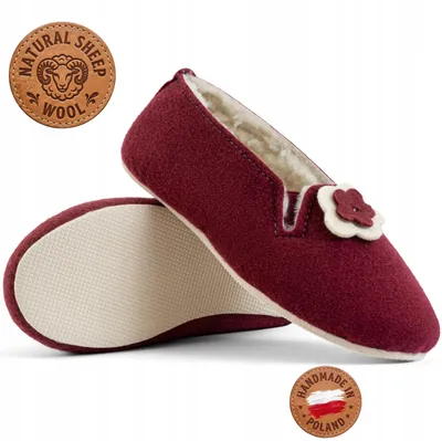 Produktbild von Filzhausschuhe mit Schafwolle Damen Bordeaux Handgefertigt Gr. 39