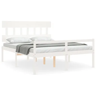 Produktbild von vidaXL Seniorenbett mit Kopfteil 160x200 cm Weiß Massivholz