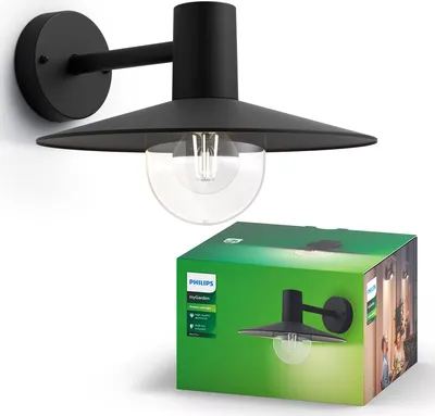 Zdjęcie produktu dla Philips myGarden Kinkiet Skua 42 W E27 bez żarówki, Oświetlenie zewnętrzne ścienne, Czarny, Metal, I, Klasyczny, Ogród, Patio