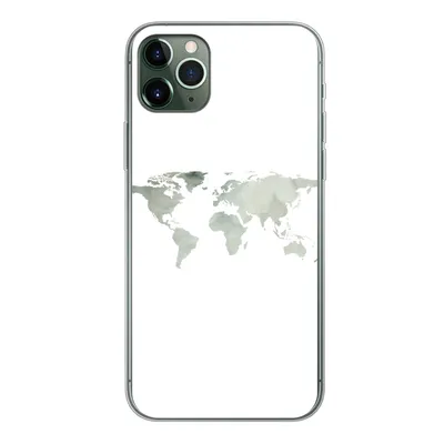 Produktbild von MuchoWow® Handyhülle Schutzhülle Hülle für iPhone 11 Pro Max Weltkarte - Grün - Grau Silikon Softcase Handy Hülle - Schutz