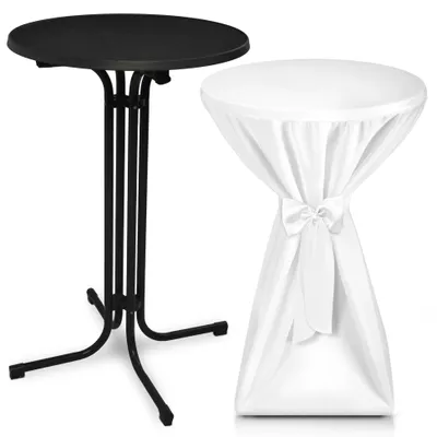 Produktbild von Beautissu Outdoor Stehtisch Bellini, klappbar, Ø80cm, Weiß, mit Husse