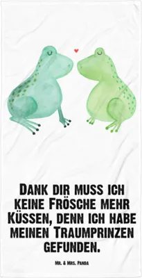 Produktbild von Mr. & Mrs. Panda Handtuch Frosch Liebe - Weiß - Geschenk, Badehandtuch, Strandlaken, Reisehandtuch, Freundin, Strandtuch, Großes, Frösche
