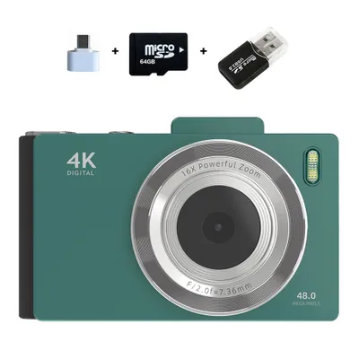 Obrázek produktu pro FORSMANO 64GB retro digitální fotoaparát s 48MP duálním objektivem, 2,8" IPS displejem, 16násobným zoomem, autofokusem, podporou OTG a SD karet