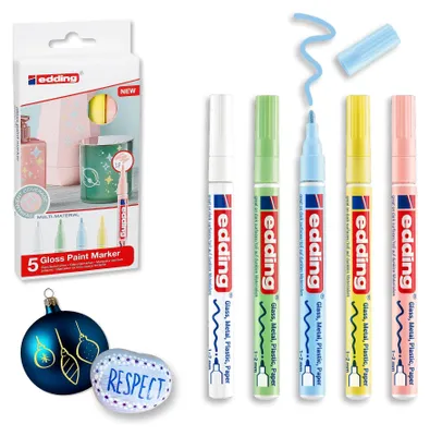 Produktbild von Edding 751, Blau, Grün, Pink, Weiß, Gelb, Rundspitze, Mehrfarbig, Aluminium, Fein, 1 mm