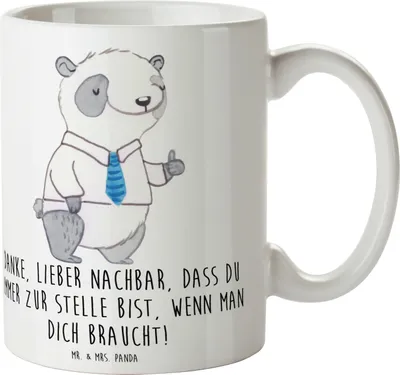 Produktbild von Mr. & Mrs. Panda Kaffeetasse Danke Nachbar - Weiß - Geschenk, Wertschätzung, Dankbarkeit, Bedanken, Aufmerksamkeit, Tasse, sagen, Freundschaft, Dankeschön, Kaffeebecher