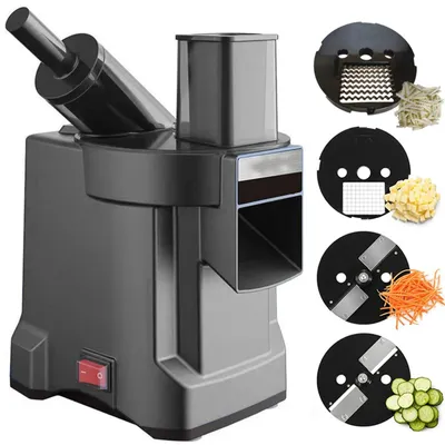 Produktbild von Gemüseschneider - 4-in-1 automatische Gemüseschneidemaschine - Schneiden, Würfeln, Scheiben, Raspeln - Metallklingen - Für Kartoffeln und Karotten