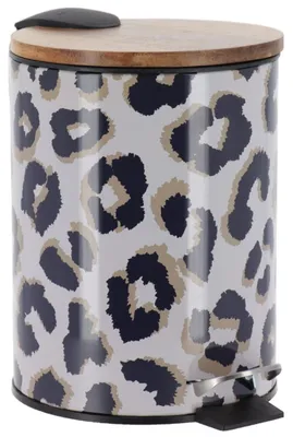 Image de TENDANCE | Poubelle - Poubelle pour produits cosmétiques - Multicolore - 3 L - 17 x 22 x 24 cm - Poubelle - Motif léopard - Pratique