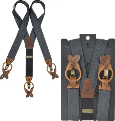 Produktbild von Sir Redman Hosenträger Work Service Herren Damen mit Clips und Lederlaschen für Knöpfe (black - schwarz)