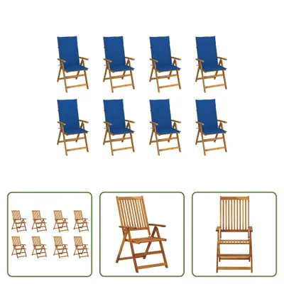 Produktbild von The Living Store Klappbare Gartenstühle mit Kissen 8 Stk. Massivholz Akazie