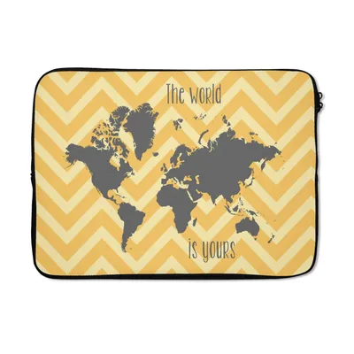 Produktbild von MuchoWow® Laptop Hülle 13 Zoll Weltkarte - Grau - Muster Laptoptasche - Laptophülle - Sleeve - Rundumschutz